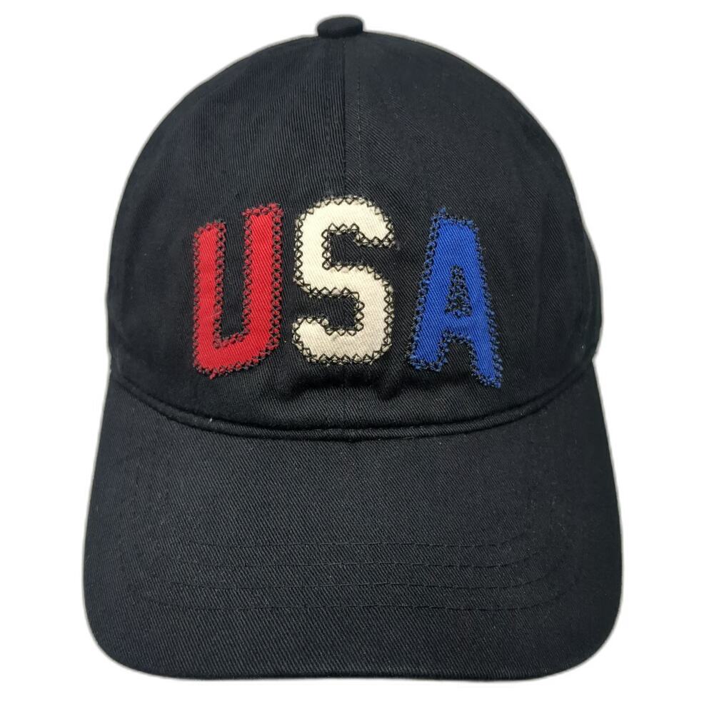 David and Young Baseball Cap Black OSFM USA Embroidered Applique Slideback Hat